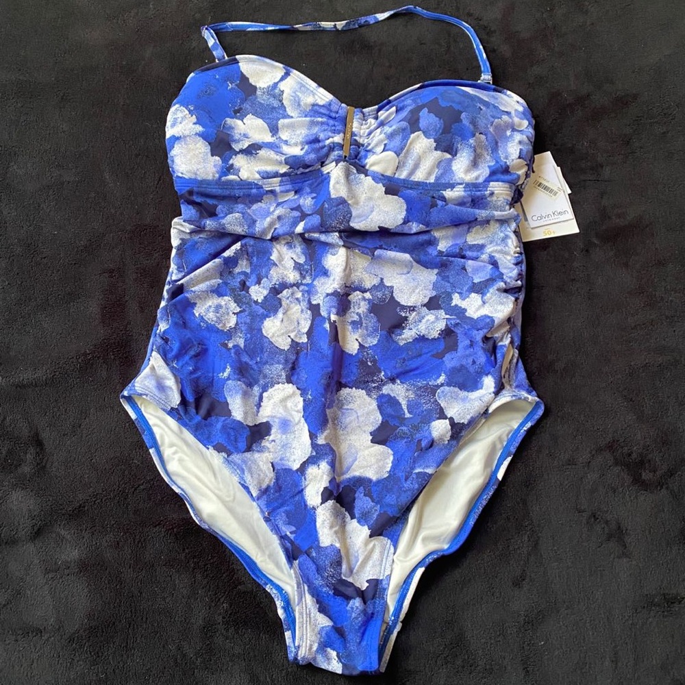 Calvin Klein blue and white bathing suit size 14